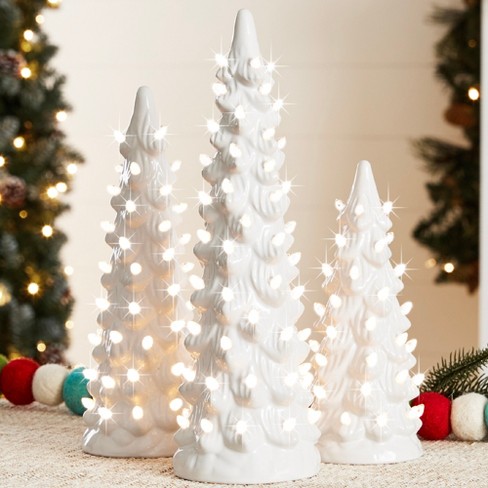 Ceramic Christmas Tree Lights Hand Painted Battery-Powered