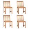 vidaXL Garden Chair Set of 4 Brown Solid Teak Wood Standard Stackable - 4 - 2 of 4