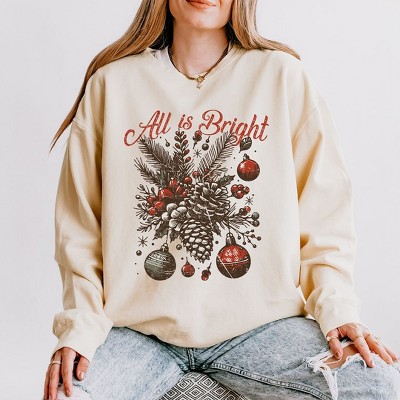 Simply Sage Market Women's Lightweight Garment Dyed Graphic Sweatshirt All Is Bright Pinecone