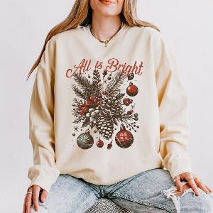 Simply Sage Market Women's Lightweight Garment Dyed Graphic Sweatshirt All Is Bright Pinecone - 1 of 4