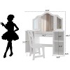 Kids Vanity Set with Lights & Storage, Wooden Table & Chair, Detachable Tri-Fold Mirror for Girls - 2 of 4