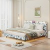 Floating Platform Bed with Velvet Upholstered Headboard, Metal Bed with LED Lights and USB Ports, Bed with Hidden Storage-Baofuwish - 2 of 4