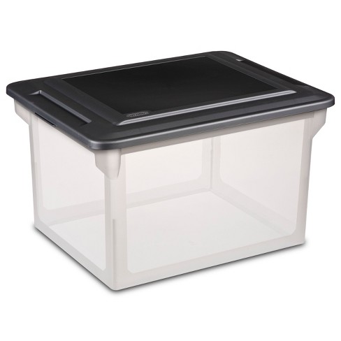 Sterilite Plastic Box File Clear Black Target