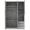 2-Doors Wooden Wardrobe Storage for Bedroom, with Shelves and 3 Drawers, Gray - 4 of 4