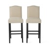45"H Solid Wood Arch Back Bar Stool with Upholstered Seat and Nailhead Trim for Kitchen or Home Bar (Set of 2) - 2 of 4