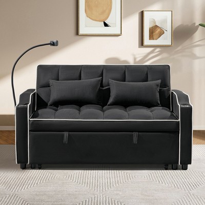 Lirago Versatile Foldable Sofa Bed with Suede Upholstery-3 Adjustable Lengths 54.7"W * 70.2"D * 22"H