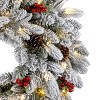 National Tree Company 24' Feel Real Snowberry Pine Artificial Wreath with Red Berries - 3 of 4