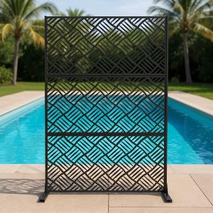72" H×47" W Metal Privacy Screen with Stable Base, Freestanding Decorative Patio Screen for Hanging Plants - 1 of 4