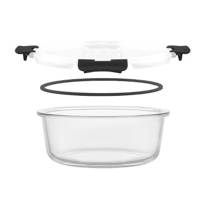 JoyFul 24-Piece Clear and Black Glass Meal Prep Containers Set