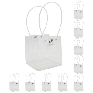 Unique Bargains Florist Bouquet Bag with Handle for Birthday Christmas Mother's Day Wedding Clear White 10 Pcs - 1 of 4