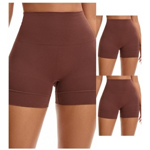 INSPIRE CHIC 3 Packs Women's High Waisted Boyshorts Soft Stretch Seamless Control Panties for Under Dresses - 1 of 4