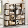 Industrial Bookshelf Set, ustic Brown Tall Bookcase with Open Wood & Metal Design - 2 of 2