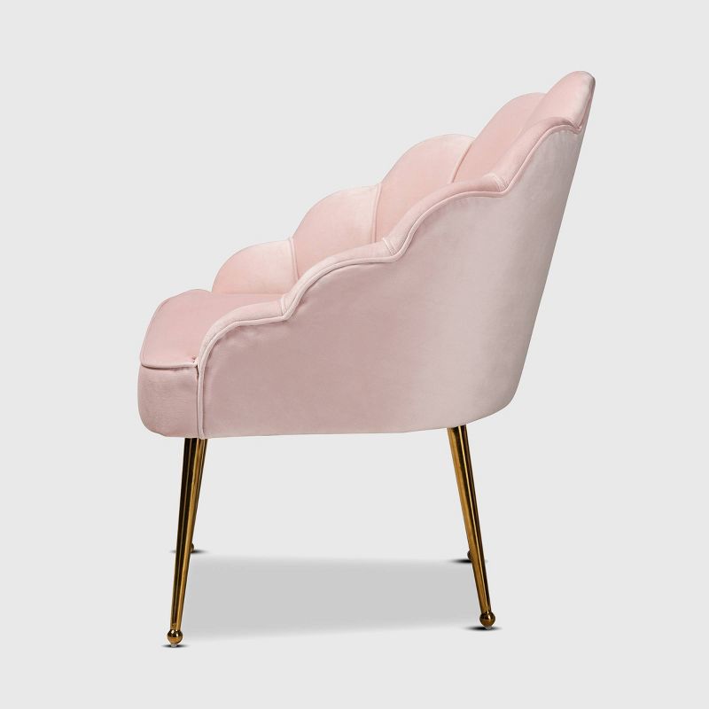 Cinzia Velvet Upholstered Seashell Shaped Accent Chair - Baxton Studio, 4 of 13