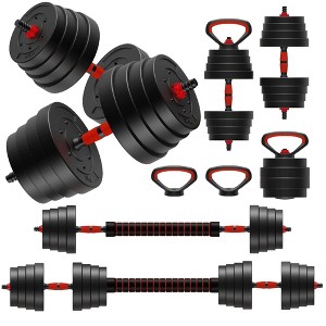 NAYSAYE Adjustable Dumbbell Set 90LB 4 in 1 Dumbbells Barbell Kettlebells Push Up Bar for Home Gym Strength Training, Black, 25.59"*10.24"*10.43" - 1 of 4