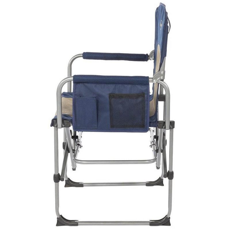 Kamp-Rite Compact Directors Outdoor Supportive Folding Chair for Camping or Tailgating with Side Table and Cup Holder, Navy (2 Pack), 3 of 7