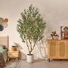 DR.Planzen 8ft Artificial Olive Tree, Faux Tree in Custom Oval White Planter, 3 Branches Fake Plant perfect for Indoor outdoor Home Décor - 3 of 4