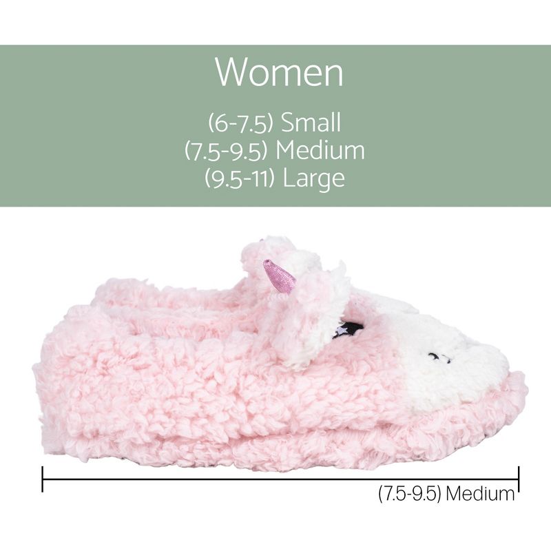 Elanze Designs Unicorn Pink Women's Animal Cozy Plush Lined Non Slip Fuzzy Slipper - Medium, 4 of 7