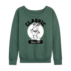 Women's - Disney - Mickey Classic Since 1928 Lightweight French Terry Wide Neck Long Sleeve Shirt - 1 of 4