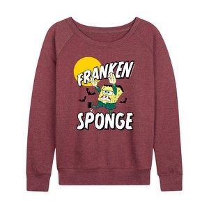 Women's - SpongeBob SquarePants - Franken Sponge Lightweight French Terry Wide Neck Long Sleeve Shirt - 1 of 4