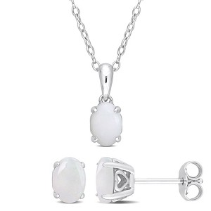 EVERLY JEWELRY | Sterling Silver Created Gemstone and Multiple Gemstones 2-Piece Set of Pendant with Chain and Earrings. - 1 of 3