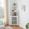 GustoWave 61'' Tall Corner Wine Bar Cabinet with Adjustable Shelves, 5-Tier Industrial Bar Cabinet with Glass Holder, Bar with Mesh Door - 4 of 4