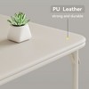 38 Inch Folding Card Table with Collapsible Legs, Metal Frame Portable Folding Square Table with PU Padded Top for Parties, Picnics, Games - 2 of 4