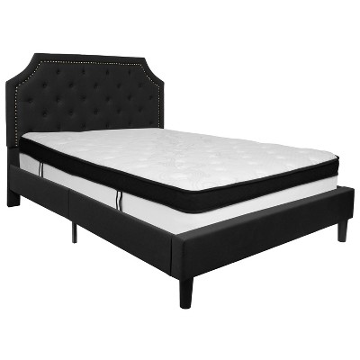Emma and Oliver Arched Tufted Upholstered Platform Bed and Memory Foam Pocket Spring Mattress