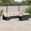 vidaXL 10 Piece Patio Sofa Set with Cushions Black Poly Rattan - Black and Cream - 2 of 4