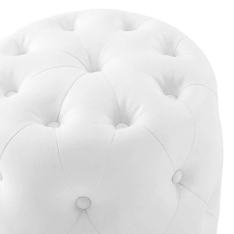 Amour Tufted Button Round Faux Leather Ottoman White - Modway, 6 of 9