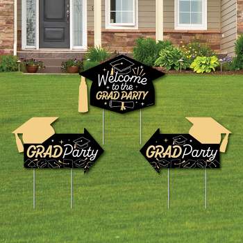 Big Dot of Happiness Goodbye High School, Hello College - Graduation Party Yard Sign with Stakes - Double Sided Outdoor Lawn Sign - Set of 3