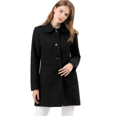 Allegra K Women's Winter Single Breasted Mid Length Outerwear Overcoat