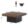 Resenkos Center Coffee Table, Living Room Table,Square Coffee Table, Farmhouse Wood Cocktail Table with LED Light,Brown & White - 4 of 4