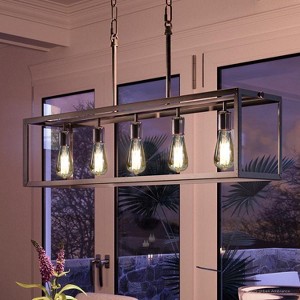 Urban Ambiance Luxury Modern Farmhouse Farmhouse Chandelier,  9-3/4" x 38",  Stainless Steel Finish, UHP2754 - 1 of 4