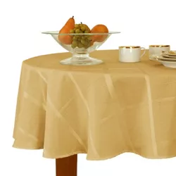 Elegance Plaid Stain Resistant Tablecloth - 90" Round - Ribbon Gold - Elrene Home Fashions