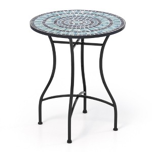 Tangkula 24 Inch Patio Bistro Table Metal Structure w/ Ceramic Tile Tabletop Heavy-Duty - 1 of 4