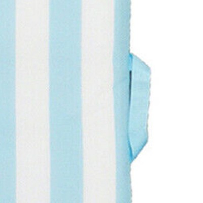 Blue and White Striped Foam Pool Lounger with Pillow Headrest