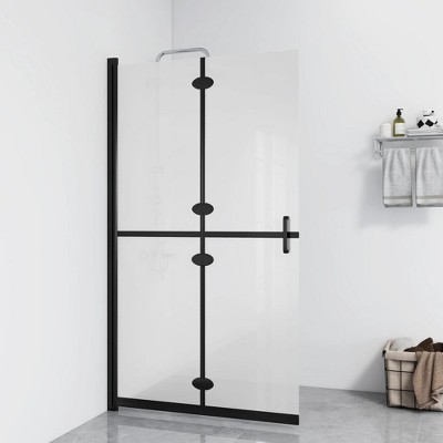 VidaXL Foldable Walk-in Shower Wall Frosted ESG Glass 47.2 in.x74.8 in.