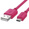 Fosmon Micro USB Cable, (3FT - Hot Pink) Ultra Durable (TPE Jacket & Housing) Sync Charge Cable - 2 of 4