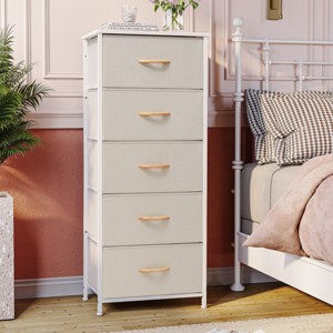 Crestlive Products Vertical Dresser for Bedroom Storage Tower With Steel Frame Wood Top Easy Pull Fabric Bins - 1 of 4