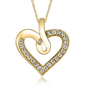 Pompeii3 1/4Ct Diamond Curve Heart Shape Pendant Necklace in White, Yellow, or Rose Gold - 1 of 4