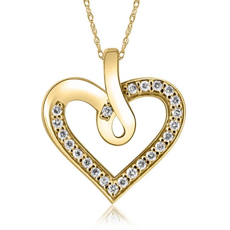 Pompeii3 1/4Ct Diamond Curve Heart Shape Pendant Necklace in White, Yellow, or Rose Gold, 1 of 4