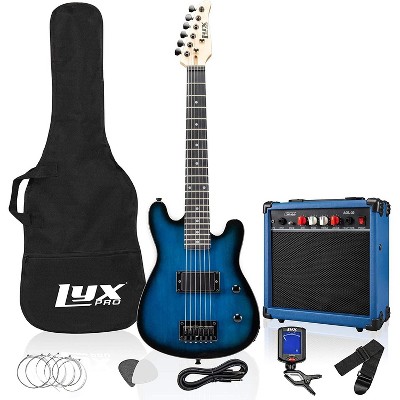 LyxPro 30 Inch Electric Guitar Starter Kit for Kids with 3/4 Size Beginner's Guitar, Amp, Six Strings, Two Picks, Shoulder Strap, Digital Clip On Tuner, Guitar Cable and Soft Case Gig Bag - Blue