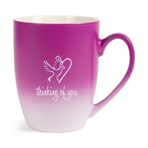 Elanze Designs Thinking Of You Two Toned Ombre Matte Pink and White 12 ounce Ceramic Stoneware Coffee Cup Mug - 1 of 4