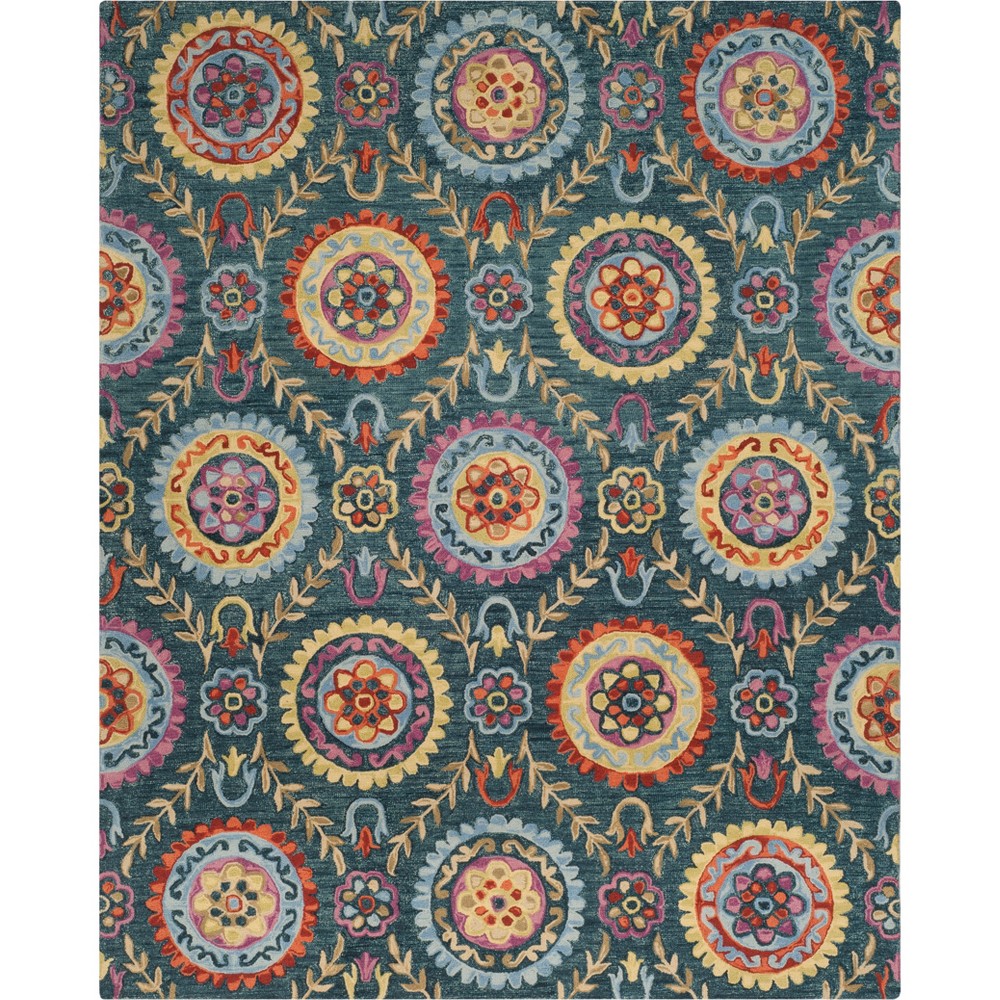 8'x10' Geri Floral Hooked Rug Blue/Multi - Safavieh