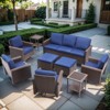 Buenhomino 9-Piece Outdoor Set – Sofa, 4 Swivel Chairs, 2 Tables & 2 Ottomans, Handwoven Wicker, Weather-Resistant Cushions - 2 of 4