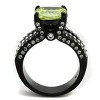 Slickblue Women’s Black Engagement Ring – Square Apple Green CZ & Three-Row Pave Accents, Stainless Steel, Sizes 5–10 - 3 of 4