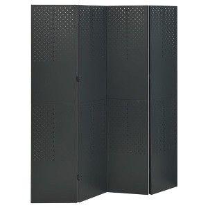 vidaXL Room Divider Freestanding Privacy Screen for Room Separation Steel - Anthracite 63" x 70.9" 2 pcs - 1 of 4