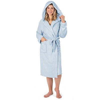 PAVILIA Women Robe with Hood, Fleece Plush Soft Long Hooded Robe, Fluffy Fuzzy Cozy Warm Bathrobe Shower Spa House