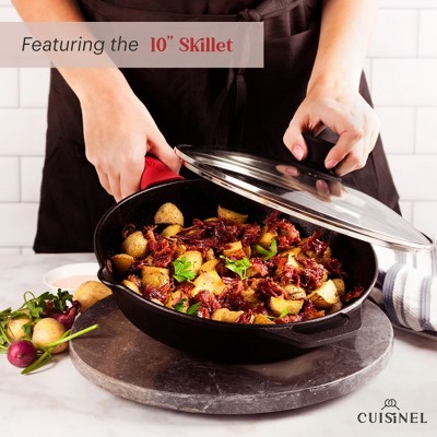 11-Piece Black Cast Iron Non-Stick Cookware Set with Glass Lids