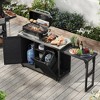 Bella Depot 78.3" Outdoor Kitchen Island with Foldable Grill Table, Wooden Outdoor Grill Cart with Trash Can Storage - 3 of 4